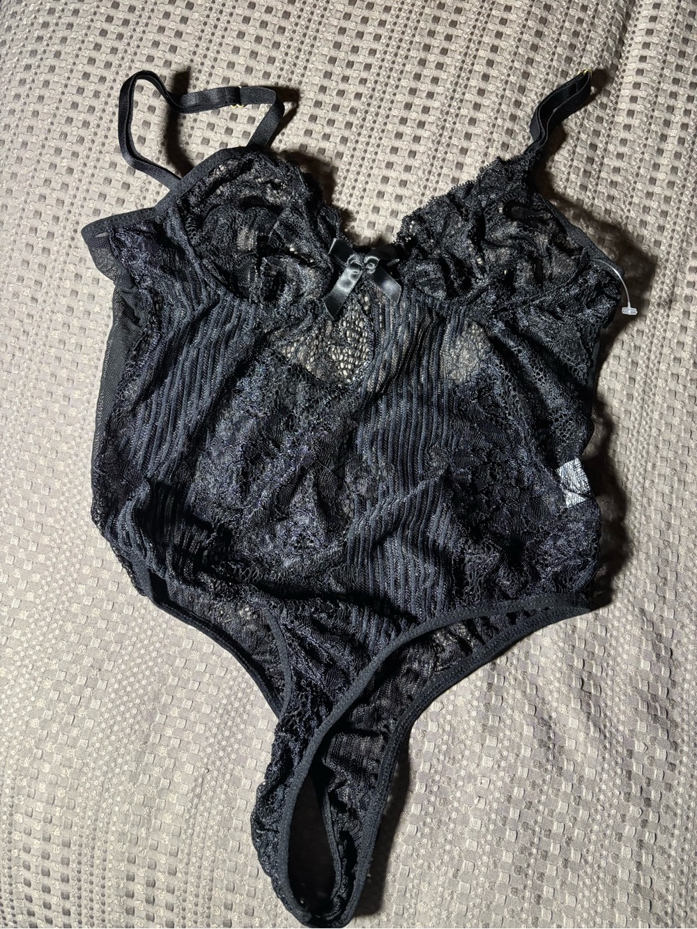 Black Lace Bodysuit Chemise with Adjustable Straps